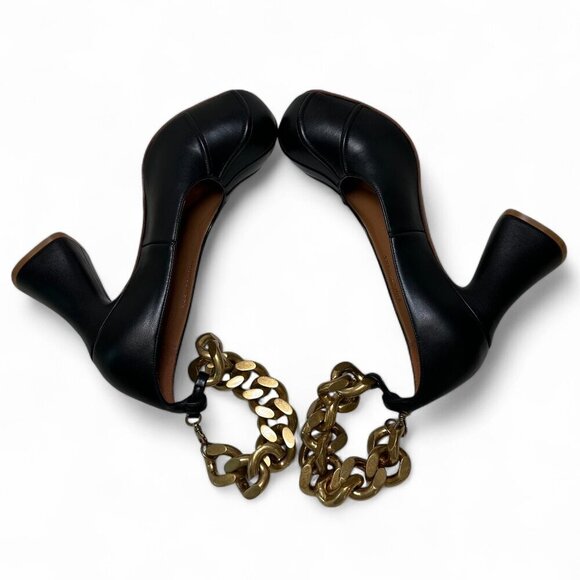 STELLA MCCARTNEY Groove Gold Chain Ankle Strap Pumps, Black, EU 38.5 NWT - Picture 5 of 16